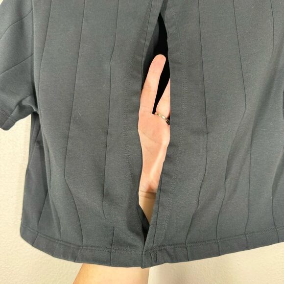 Nike Air Jordan Flight Cropped Top Shirt Open Back Solid Black Womens Size Small - Picture 5 of 7